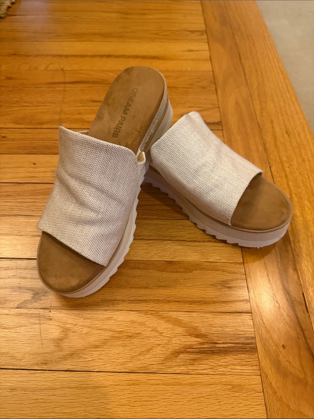 Dream Pairs Women's Cream Canvas Slide Mules